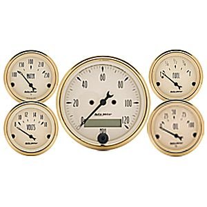 GOLDEN OLDIES 5 PC. KIT BOX W/ELEC сподометр AUTO METER #1502 Kit Box Elec Speedo & Elec Oil Press., Water Temp., Volt, and Fuel Level