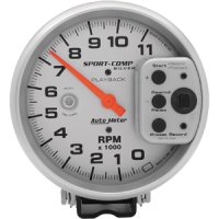 5" тахометр, 11,000 RPM, PLAYBACK, SILVER AUTO METER #3965