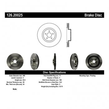 126.20025 Тормозные диски Premium JAGUAR перед правый 