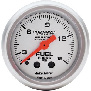 2" датчик давления топлива, 0-15 PSI, W/ISO, MECH, ULTRA-LITE AUTO METER #4313 Fuel Pressurew/ Isolator