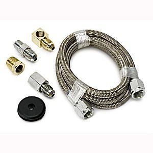 3' BRAIDED STAINLESS STEEL LINE, #4 AUTO METER #3227 #4 (-4AN) 3ft., 3/16" ID Fittings