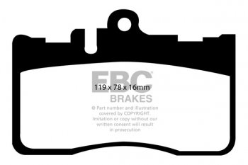 DP41622R EBC Brakes Yellowstuff Тормозные колодки перед LEXUS LS430 Ширина 119мм, Высота 78мм, Толщина 16мм
