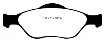 DP41320R EBC Brakes Yellowstuff Тормозные колодки перед FORD Fiesta, Fiesta, Fusion, Ka, Puma, SportKa, StreetKa; MAZDA 2 Ширина 151мм, Высота 61мм, Толщина 18мм