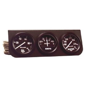 2" 3 панель приборов, OIL/ AMP/WATER, MECH, BLACK AUTO METER #2393 2393 Autogage Mechanical Oil Pressure / Amplifier / Water Temperature Gauge