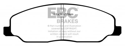DP51740NDX EBC Brakes колодки тормозные перед FORD Mustang (5th Generation) Ширина 163мм, Высота 56мм, Толщина 17мм