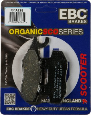 SFA228 EBC BRAKES Organic тормозные колодки AEON, ASPES, BENELLI, C F MOTO, DAELIM, GENERIC, HARTFORD/HRD, HONDA, HOREX, HYOSUNG, KAWASAKI, KEEWAY, KYMCO, MALAGUTI, MZ/MUZ, PEUGEOT, QUADZILLA, ROYAL ENFIELD, SINNIS, SUZUKI, VIALLI, W K BIKES, YAMAHA 1995-2012 года выпуска