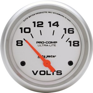 2-5/8" Вольтметр, 8-18V, SSE, ULTRA-LITE AUTO METER #4491 Voltmeter