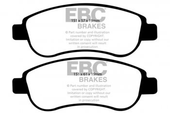 DP41951R EBC Brakes Yellowstuff Тормозные колодки перед HONDA CR-V Ширина 151мм, Высота 57мм, Толщина 19мм