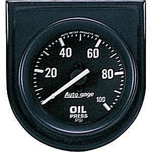 2" Давление масла, 0-100 PSI, IN STEEL PANEL, BLACK AUTO METER #2332 Oil Pressure Individual Console