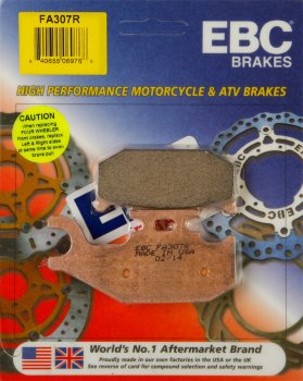 FA307R EBC BRAKES Organic тормозные колодки  BOMBARDIER DS, Outlander, Quest, Traxter; CAN AM DS, Outlander, Rally, Renegade; CANNONDALE Blaze, Cannibal, FX, Moto, Speed, Glamis; JOHN DEERE Buck, Trail; YAMAHA YF 2000-2012 года выпуска