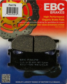 FA179 EBC BRAKES Organic тормозные колодки  C F MOTO CF; MOTOM Transcity; YAMAHA FZ, SR, SRV, XJ, XP, XV, YP 1991-2012 года выпуска