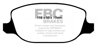 DP21425 EBC Brakes Greenstuff тормозные колодки зад ALFA ROMEO 159, Brera, Spider; LANCIA Delta выпуска 2005-2012 года