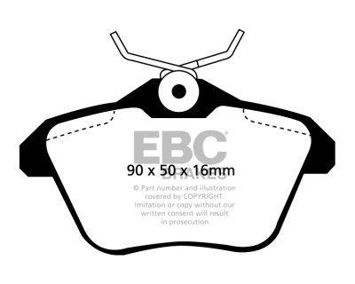 DP31096C EBC Brakes Redstuff Тормозные колодки зад. ALFA ROMEO 166; LANCIA Kappa Ширина 90мм, Высота 50мм, Толщина 16мм