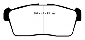 DP41344R EBC Brakes Yellowstuff Тормозные колодки перед DAIHATSU, MITSUBISHI, NISSAN, PERODUA, SUBARU, SUZUKI, TOYOTA Ширина 109мм, Высота 45мм, Толщина 15мм