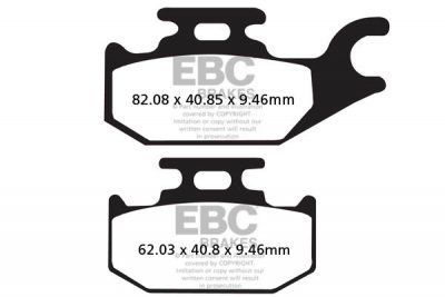 FA307TT EBC BRAKES Organic тормозные колодки  BOMBARDIER DS, Outlander, Quest, Traxter; CAN AM DS, Outlander, Rally, Renegade; CANNONDALE Blaze, Cannibal, FX, Moto, Speed, Glamis; JOHN DEERE Buck, Trail; YAMAHA YF 2000-2012 года выпуска