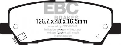DP33041C EBC Brakes Redstuff Тормозные колодки зад. FORD Mustang (6th Generation) Ширина 126,7мм, Высота 48мм, Толщина 16,5мм