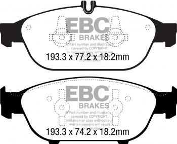 DP42169R EBC Brakes Yellowstuff Тормозные колодки перед MERCEDES-BENZ E (W212), E Estate (S212) Ширина 193,3мм, Высота 77,2мм, Толщина 18,2мм