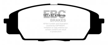 DP51254NDX EBC Brakes колодки тормозные перед HONDA Civic, Integra, S2000 Ширина 135мм, Высота 52мм, Толщина 16мм
