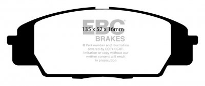 DP51254NDX EBC Brakes колодки тормозные перед HONDA Civic, Integra, S2000 Ширина 135мм, Высота 52мм, Толщина 16мм