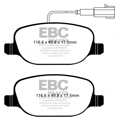 DP32080C EBC Brakes Redstuff Тормозные колодки зад. ALFA ROMEO Giulietta (940); LANCIA Delta выпуска 2010-2020 года