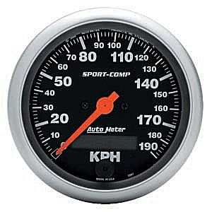 3-3/8" сподометр, 190 KPH, ELEC, SPORT-COMP AUTO METER #3987-M SpeedometerElec. Programmable Metric