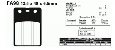 FA098 EBC BRAKES Organic тормозные колодки сняты с производства