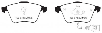 DP51946NDX EBC Brakes колодки тормозные перед AUDI S3, TT quattro, TTS quattro; VOLKSWAGEN Golf Ширина 155мм, Высота 73мм, Толщина 20мм