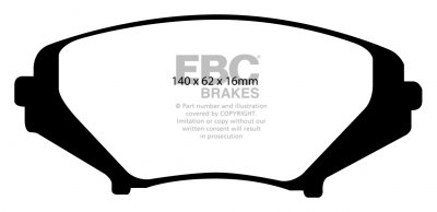 DP51665NDX EBC Brakes колодки тормозные перед MAZDA RX8 Ширина 140мм, Высота 62мм, Толщина 16мм