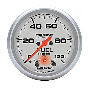 2-5/8" датчик давления топлива, 0-100 PSI, FSE, W/PEAK &amp; WARN AUTO METER #4472 Fuel Pressurew/ Peak Memory and Warning