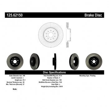 125.62150 Тормозные диски Premium CADILLAC, CHEVROLET перед 