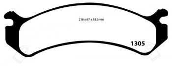 DP41305R EBC Brakes Yellowstuff Тормозные колодки перед CHEVROLET Avalanche; HUMMER H2 Ширина 216мм, Высота 67мм, Толщина 18,3мм
