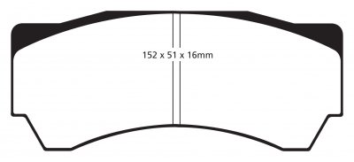 DP5063NDX EBC Brakes колодки тормозные перед MITSUBISHI Lancer Evo 8, Lancer Evo 9 Ширина 152мм, Высота 51мм, Толщина 16мм