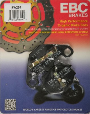 FA251 EBC BRAKES Organic тормозные колодки  BUELL S2 1994-1997 года выпуска