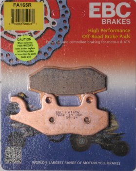 FA165R EBC BRAKES Organic тормозные колодки AEON, APACHE, BLANEY, C F MOTO, CAN AM, CPI, E-TON, GAS-GAS, GOES, JONWAY, KAWASAKI, MBK, MODENAS, MOTO ROMA, QUADZILLA, SUZUKI, TAISHAN (Project Quads), YAMAHA 1989-2013 года выпуска