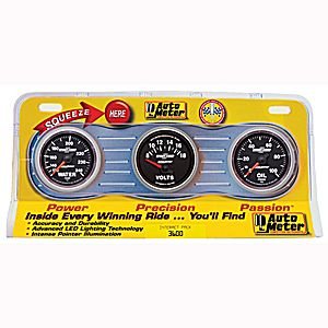 INTERACT PACK, OIL/WATER VOLT, MECH SPORT-COMP II AUTO METER #3600 Three-GaugeInteract Pack (Water, Volt, Oil)