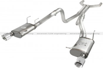49-43049-P Afe Power Выхлопная система Cat-Back Ford Mustang 11-14 V8-5.0L (насадки хром-двойныеs) 
