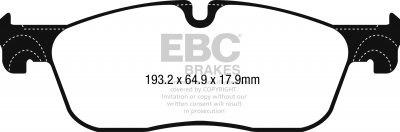 DP42251R EBC Brakes Yellowstuff Тормозные колодки перед JAGUAR F-Pace, XE, XF (X260), XF Sportbrake (X260) Ширина 193,2мм, Высота 64,9мм, Толщина 17,9мм