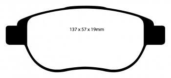 DP41375R EBC Brakes Yellowstuff Тормозные колодки перед CITROEN, PEUGEOT Ширина 137мм, Высота 57мм, Толщина 19мм
