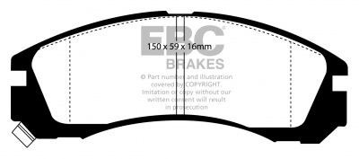 DP5954NDX EBC Brakes колодки тормозные перед CITROEN C-Crosser; MITSUBISHI Challenger, Chariot, Delica, Eclipse, FTO, Galant, Lancer, Legnum, Magna, Outlander, Pajero, RVR, Shogun, Sigma, Space Wagon, Spacegear, Verada; PEUGEOT 4007 Ширина 150мм, Высота 59мм, Толщина 16мм