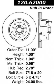 Передний тормозной диск - с перфорацией и насечками BUICK EDS.62000 Выпуска 1967-1974 года