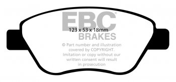 DP21965 EBC Brakes Greenstuff тормозные колодки перед. OPEL ADAM, Corsa; PROTON Gen-2, Satria Neo; VAUXHALL ADAM, Corsa выпуска 2004-2019 года