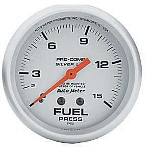 2-5/8" датчик давления топлива, 0-15 PSI, MECH, LFG, SILVER AUTO METER #4611 Fuel Pressure