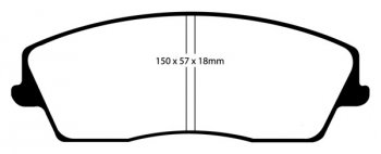 DP41723R EBC Brakes Yellowstuff Тормозные колодки перед CHRYSLER 300C; DODGE Challenger, Charger, Magnum Ширина 150мм, Высота 57мм, Толщина 18мм