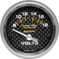 2" Вольтметр, 8-18 VOLTS SSE, CARBON FIBER AUTO METER #4791