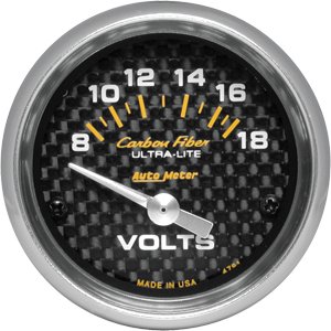 2" Вольтметр, 8-18 VOLTS SSE, CARBON FIBER AUTO METER #4791 Voltmeter
