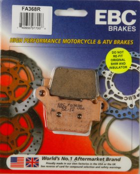 FA368R EBC BRAKES Organic тормозные колодки  BMW G; HUSABERG FE, FS570, FX450, TE; HUSQVARNA CR, SM, SMR, TC, TE, TE510, WR; KTM EXC, EXC-E, EXC-F, EXC-R, SMR, SX, SXC, SX-F, XC, XC-F; OSSA Enduro; RIEJU Marathon; SHERCO SE 2003-2012 года выпуска