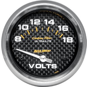 2-5/8" Вольтметр, 8-18V, SSE, CARBON FIBER AUTO METER #4891 Voltmeter