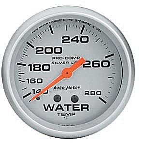 2-5/8" датчик температура воды, 140- 280`F, MECH, LFG, SILVER AUTO METER #4631 Water Temperature