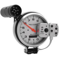 5" тахометр, 9,000 RPM, PRO- STOCK W/4 LIGHTS, SILVER AUTO METER #6832