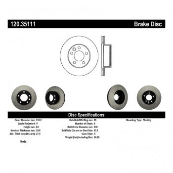 120.35111 Тормозные диски Premium MERCEDES-BENZ перед 